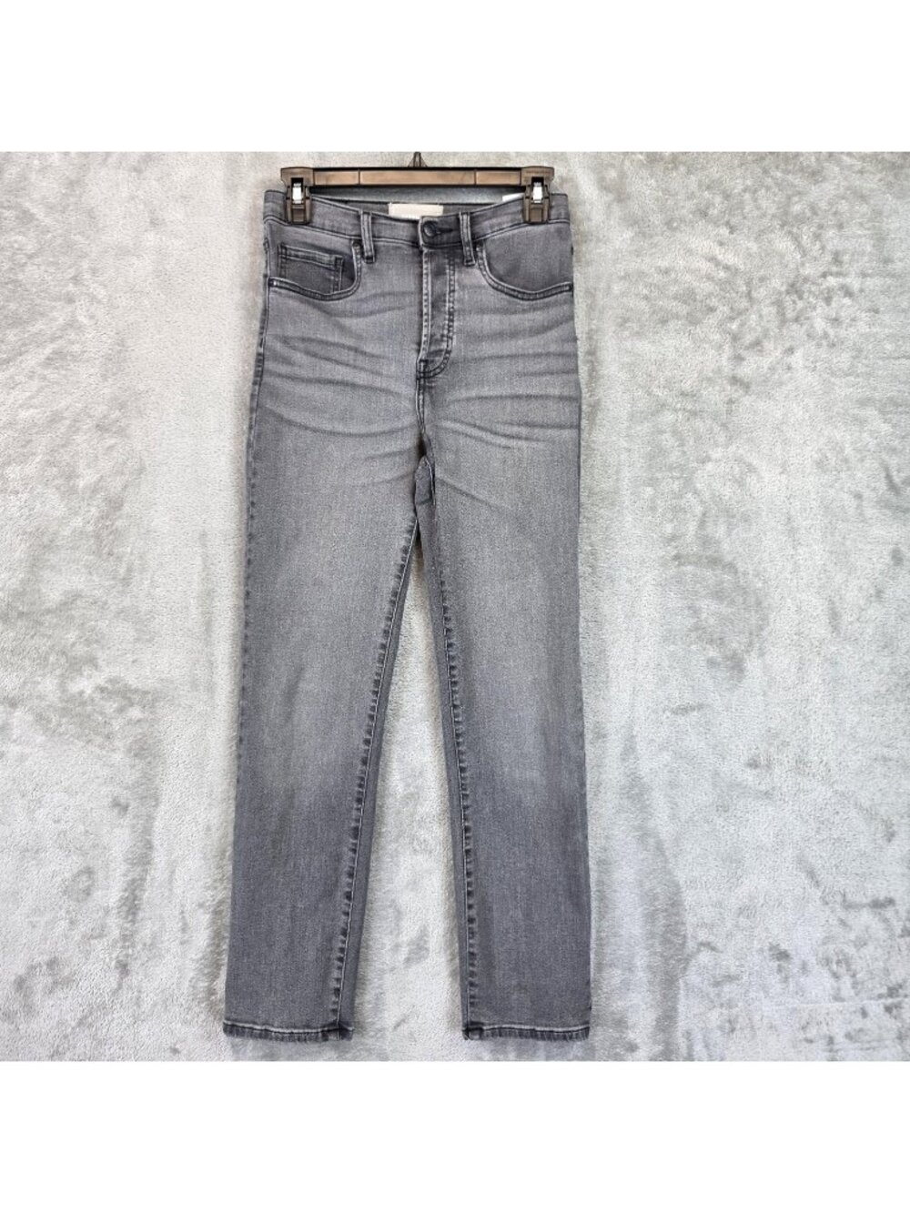 Everlane Cigarette Jeans Womens 27 Gray Med Wash High Rise Slim Stretch Denim